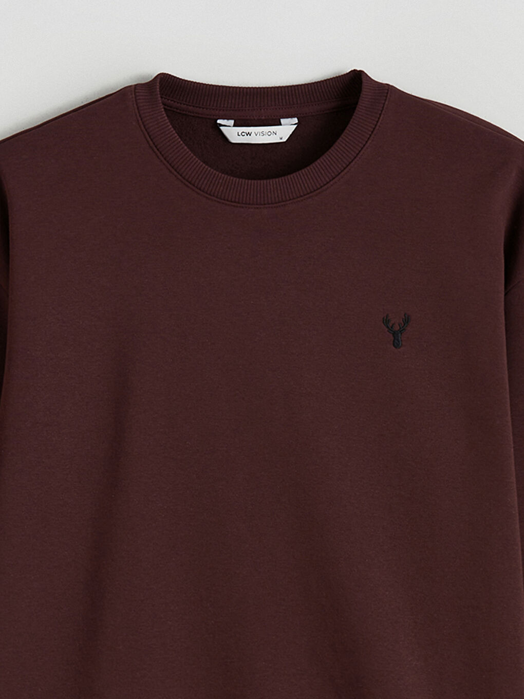 Bordo Bisiklet Yaka Erkek Kalın Sweatshirt-1