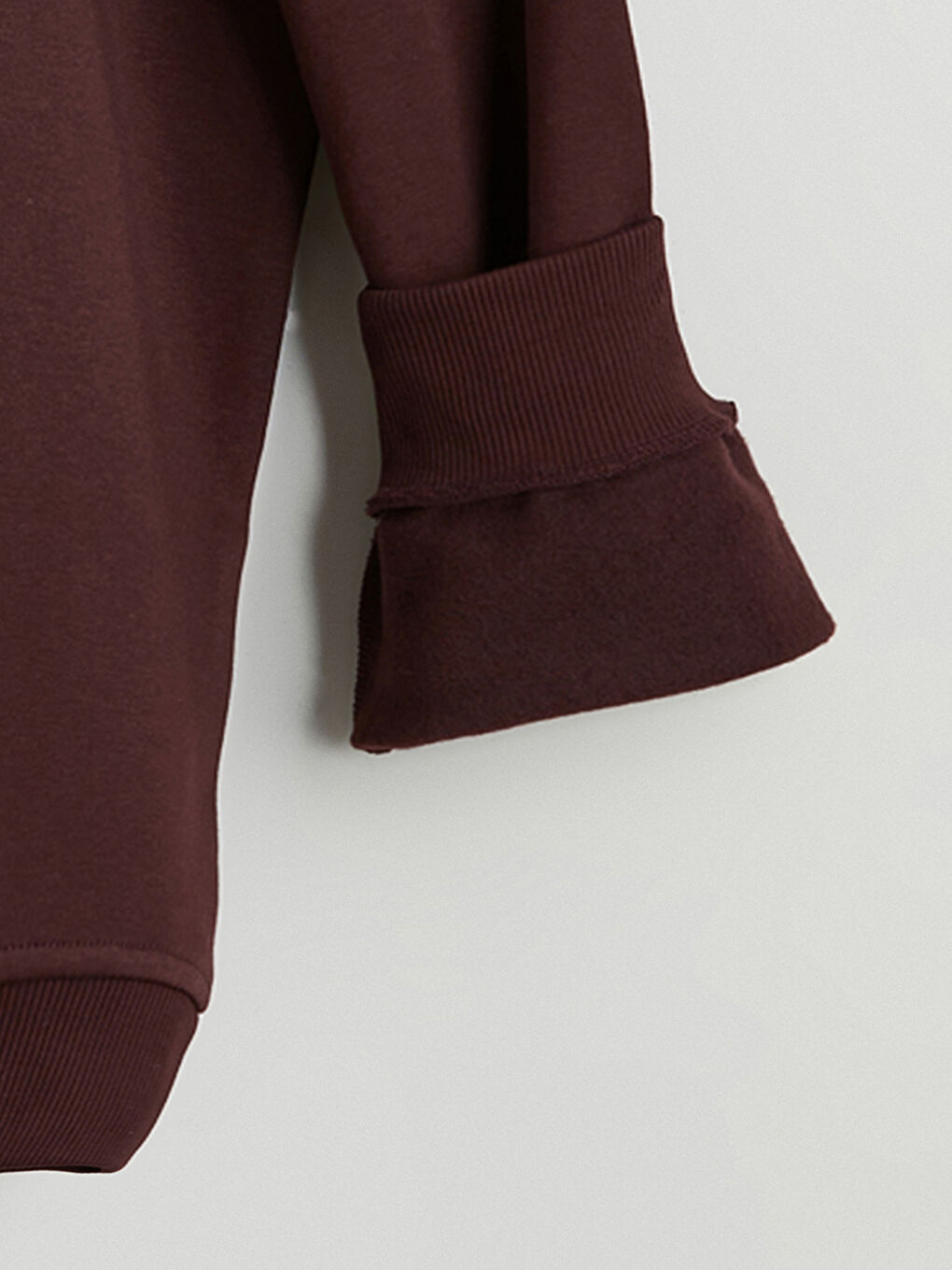 Bordo Bisiklet Yaka Erkek Kalın Sweatshirt-2