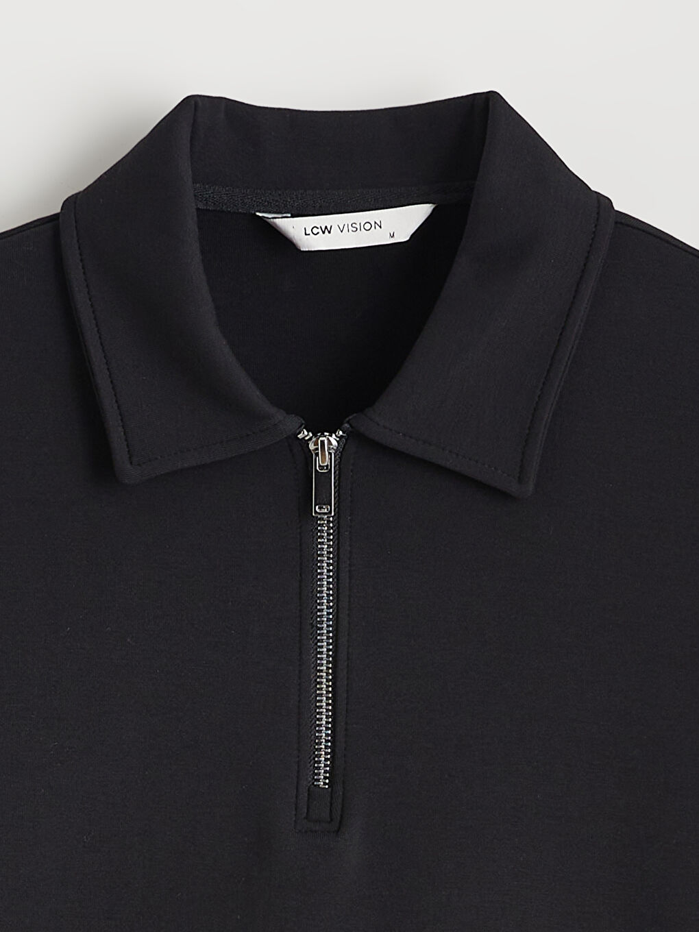 Siyah Polo Yaka Erkek Sweatshirt-5