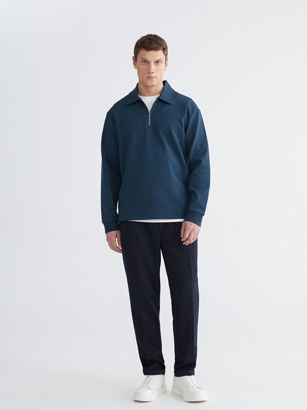 Petrol Polo Yaka Erkek Sweatshirt-1