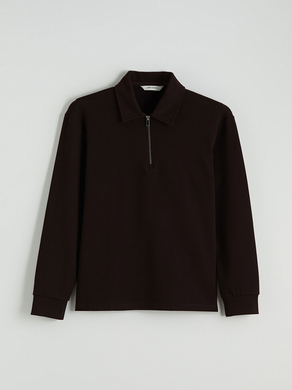 Kahverengi Polo Yaka Erkek Sweatshirt-4