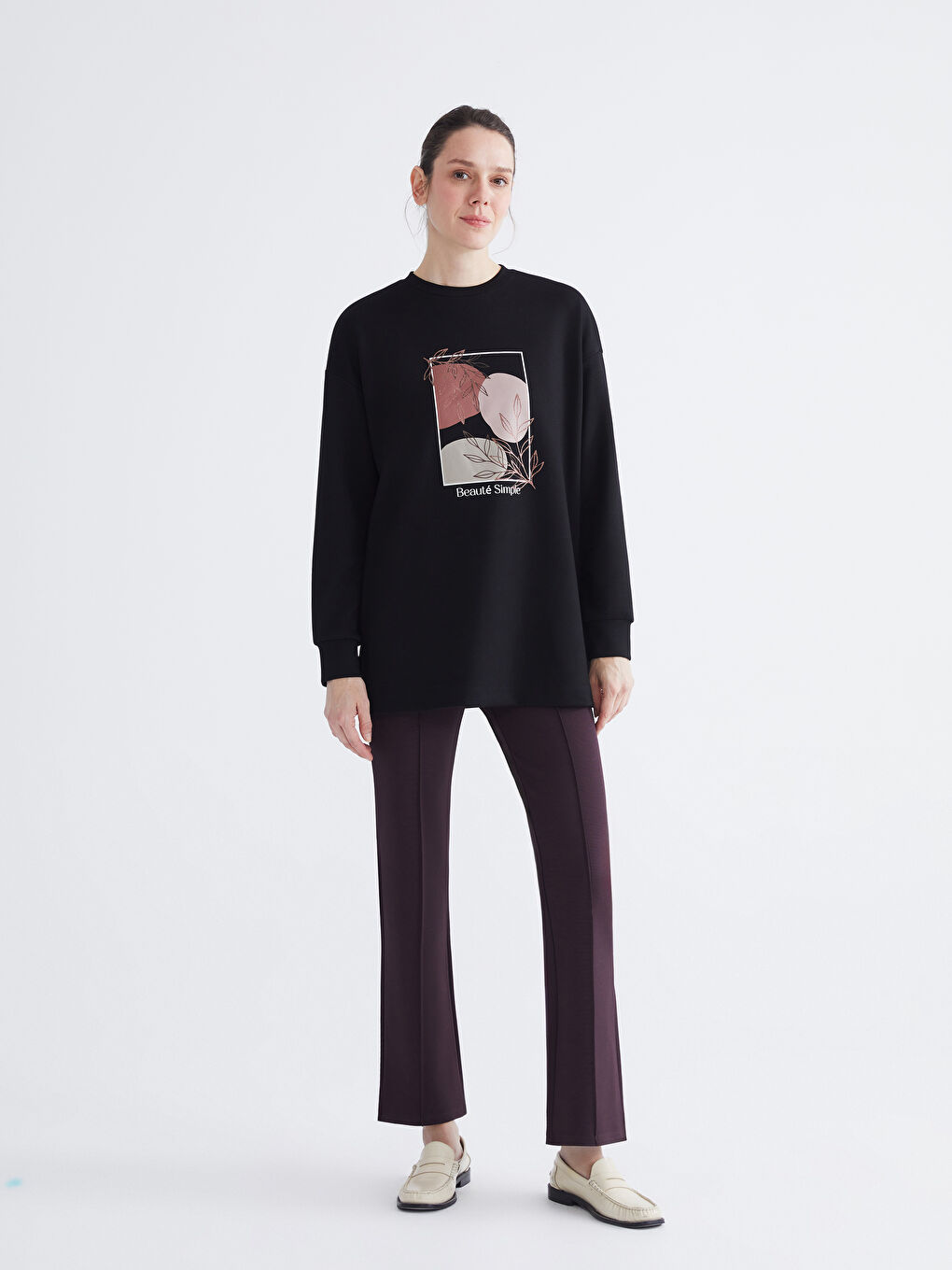 Crew Neck Printed Oversize Women's Tunic-1