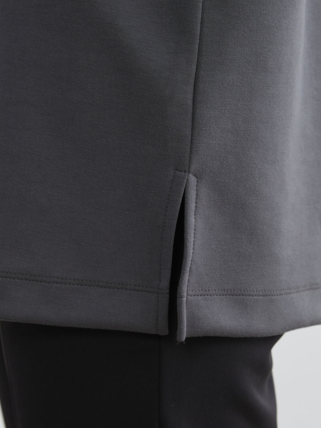 Gri Baskılı Oversize Kadın Sweatshirt Tunik-2