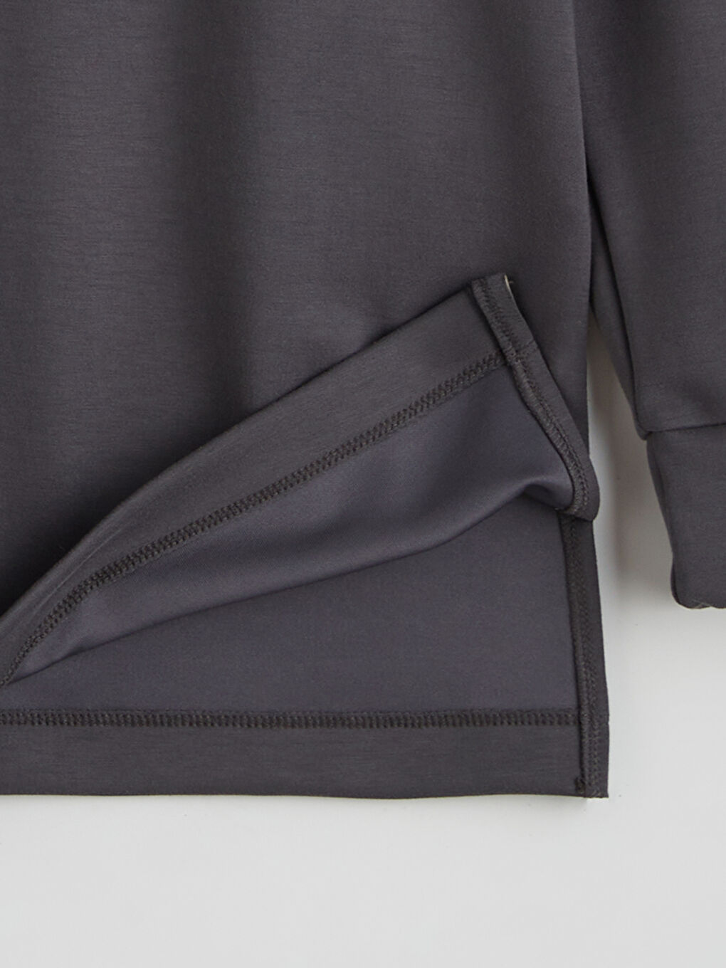 Gri Baskılı Oversize Kadın Sweatshirt Tunik-6