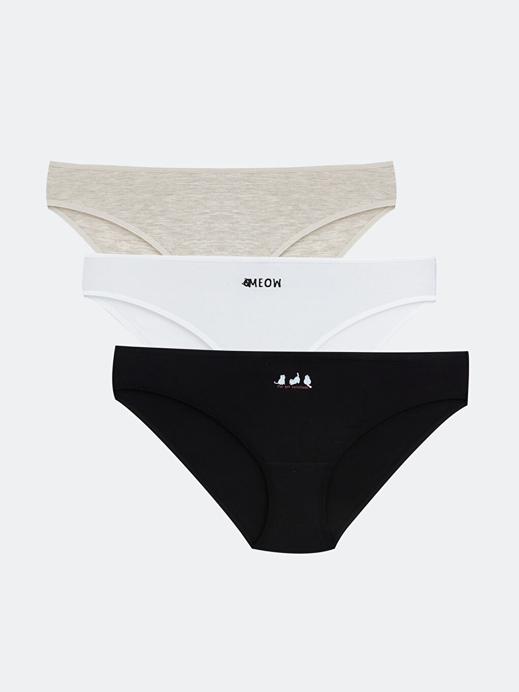 Siyah Baskılı Bikini Külot 3'lü