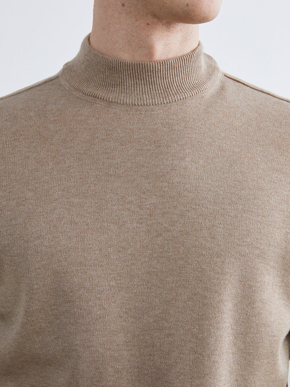 Bej Yarım Balıkçı Yaka Erkek Triko Kazak-2