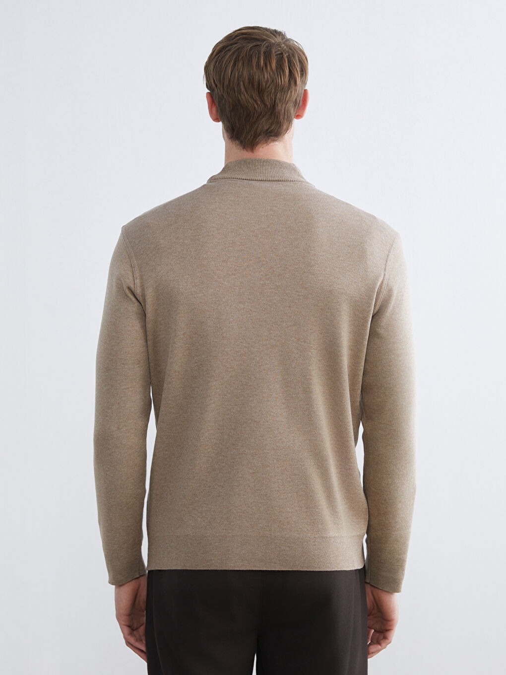 Bej Yarım Balıkçı Yaka Erkek Triko Kazak-3