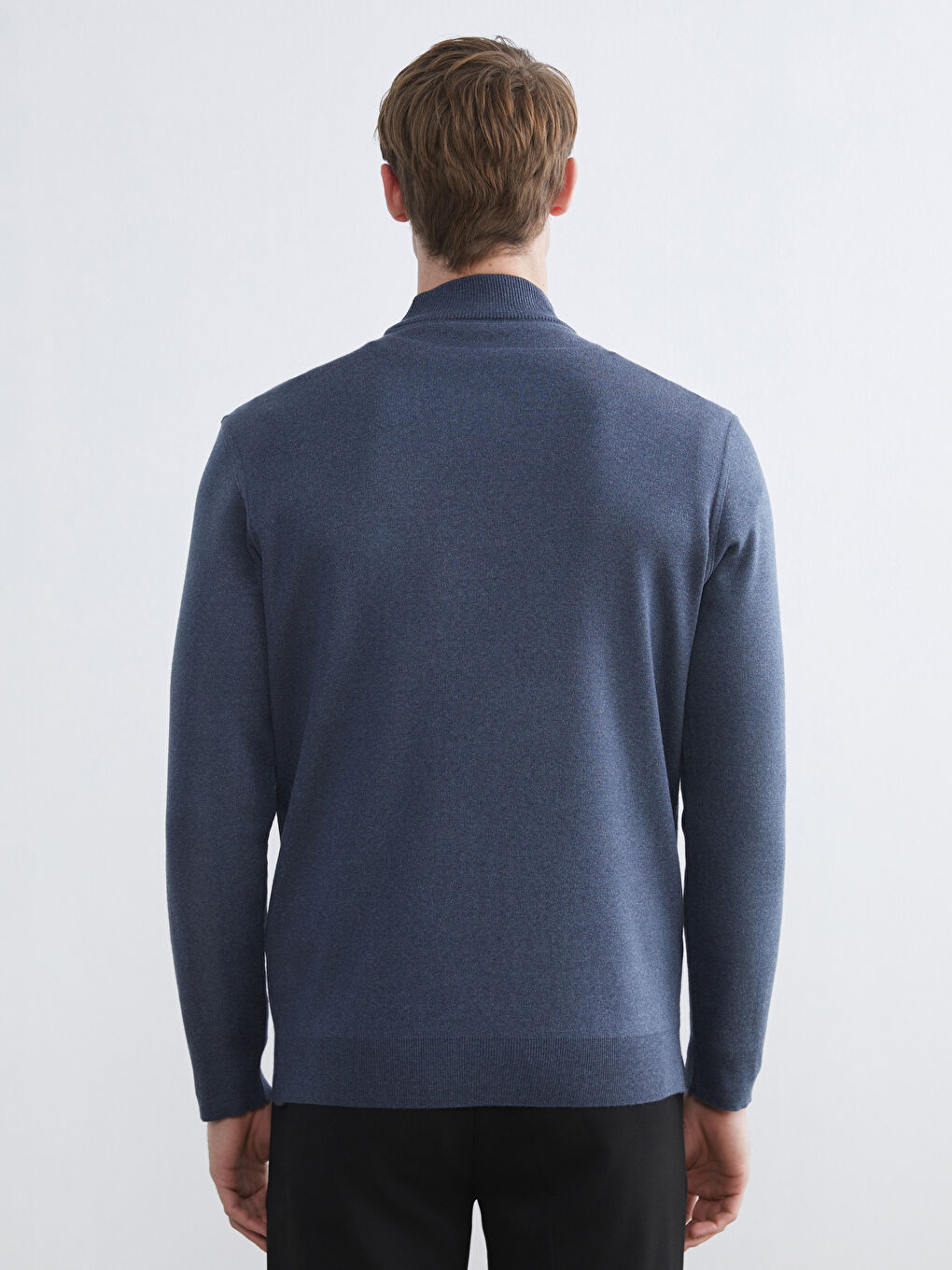 İndigo Yarım Balıkçı Yaka Erkek Triko Kazak-3