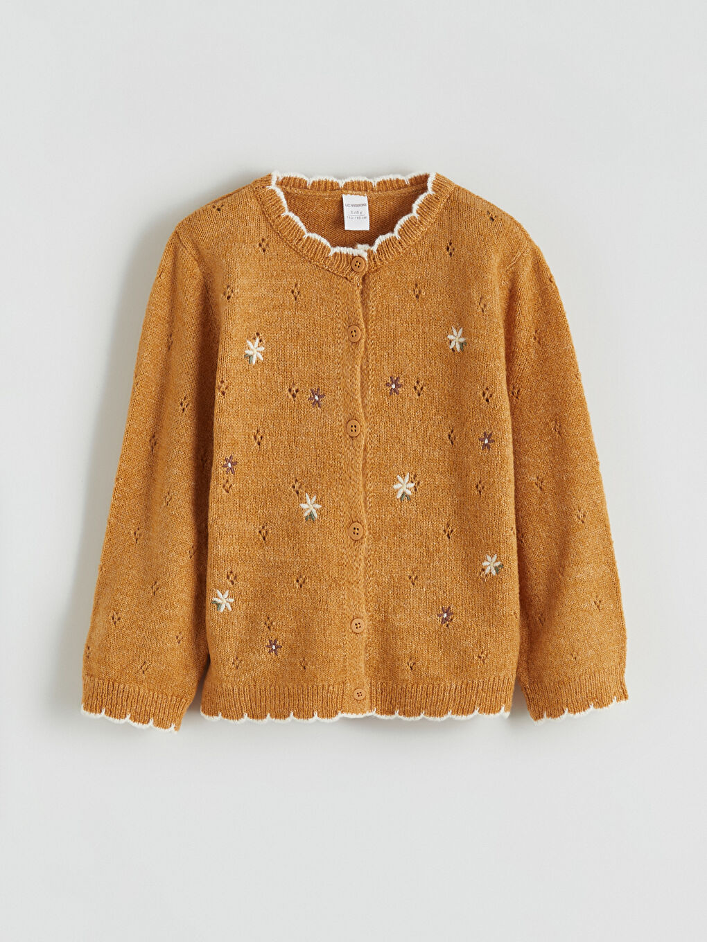 Kardigan od trikotaže sa cvetnim uzorkom i okruglim izrezom za devojčice