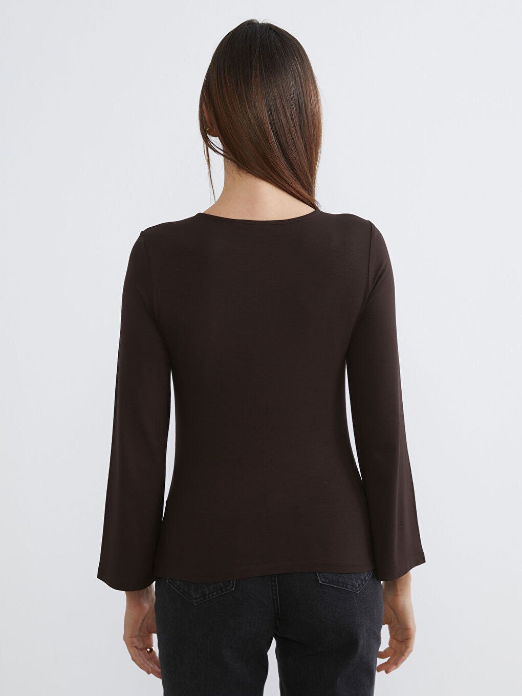 Kahverengi Bisiklet Yaka Kadın Body-3