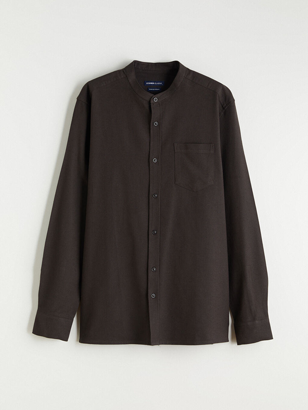 Kahverengi Regular Fit Hakim Yaka Uzun Kollu Erkek Gömlek-4