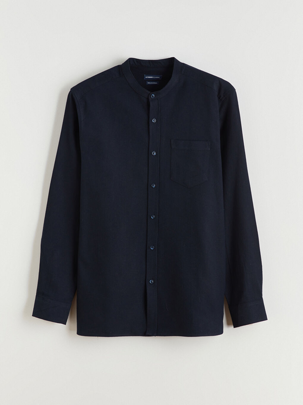 Lacivert Regular Fit Hakim Yaka Uzun Kollu Erkek Gömlek-4