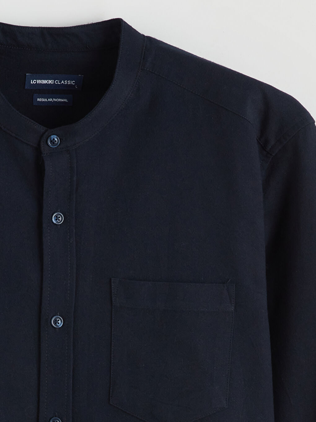 Lacivert Regular Fit Hakim Yaka Uzun Kollu Erkek Gömlek-5