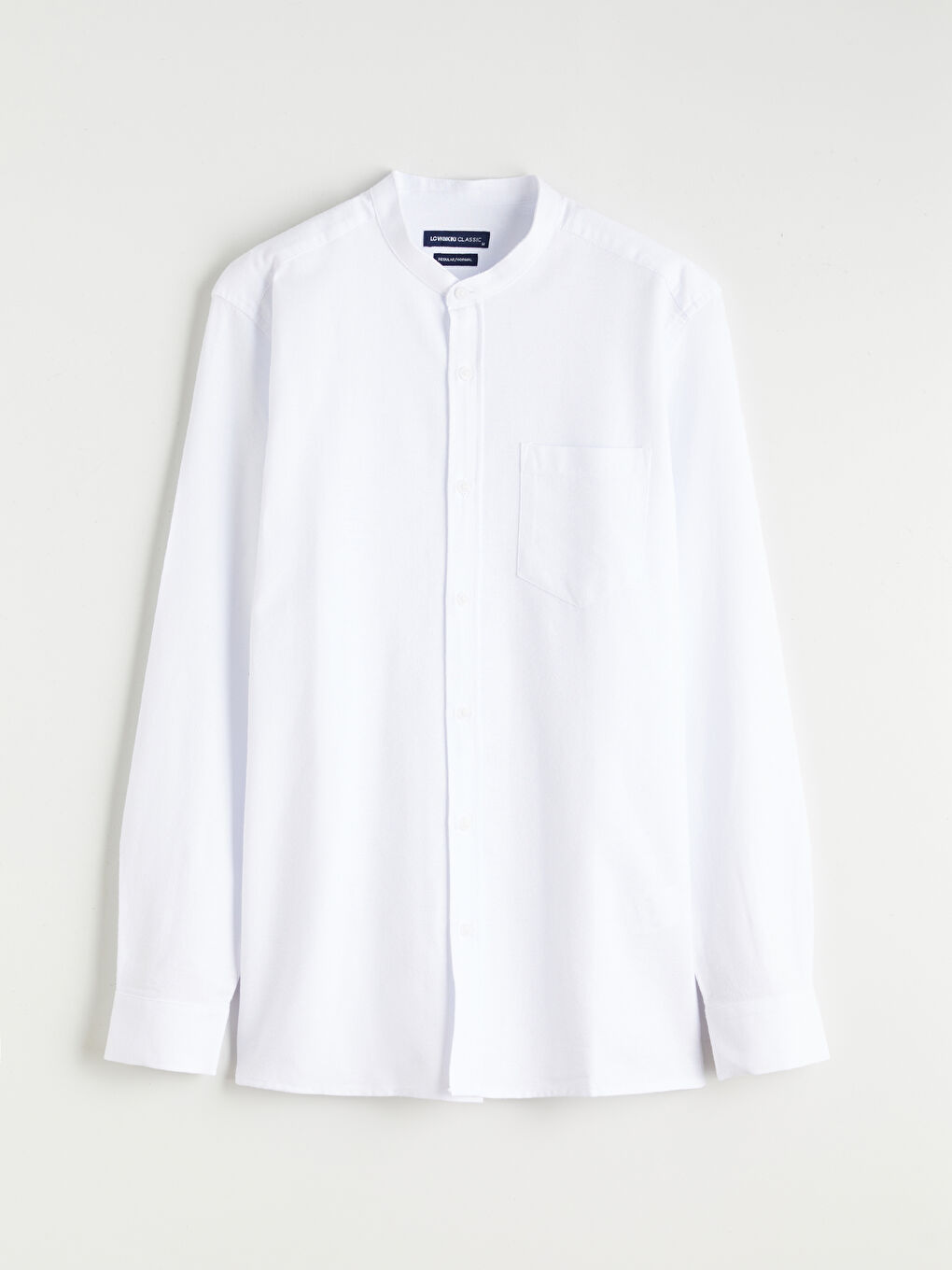 Beyaz Regular Fit Hakim Yaka Uzun Kollu Erkek Gömlek-4