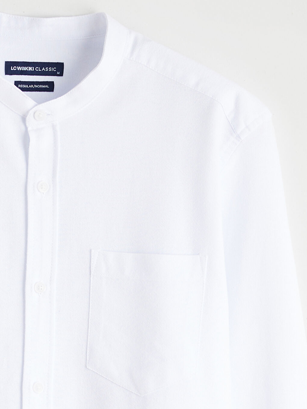 Beyaz Regular Fit Hakim Yaka Uzun Kollu Erkek Gömlek-5