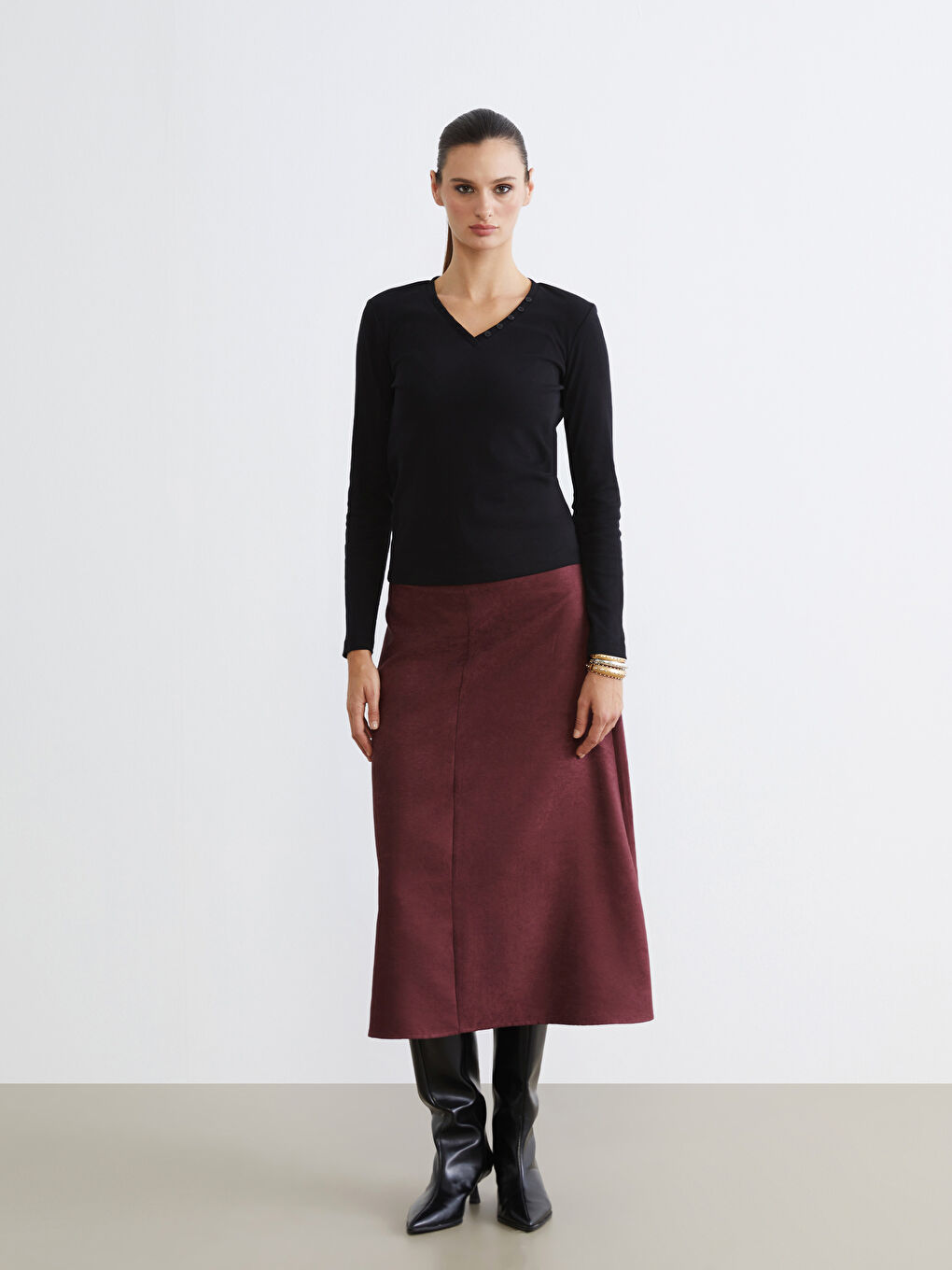 Siyah Bisiklet Yaka Kadın Body-1