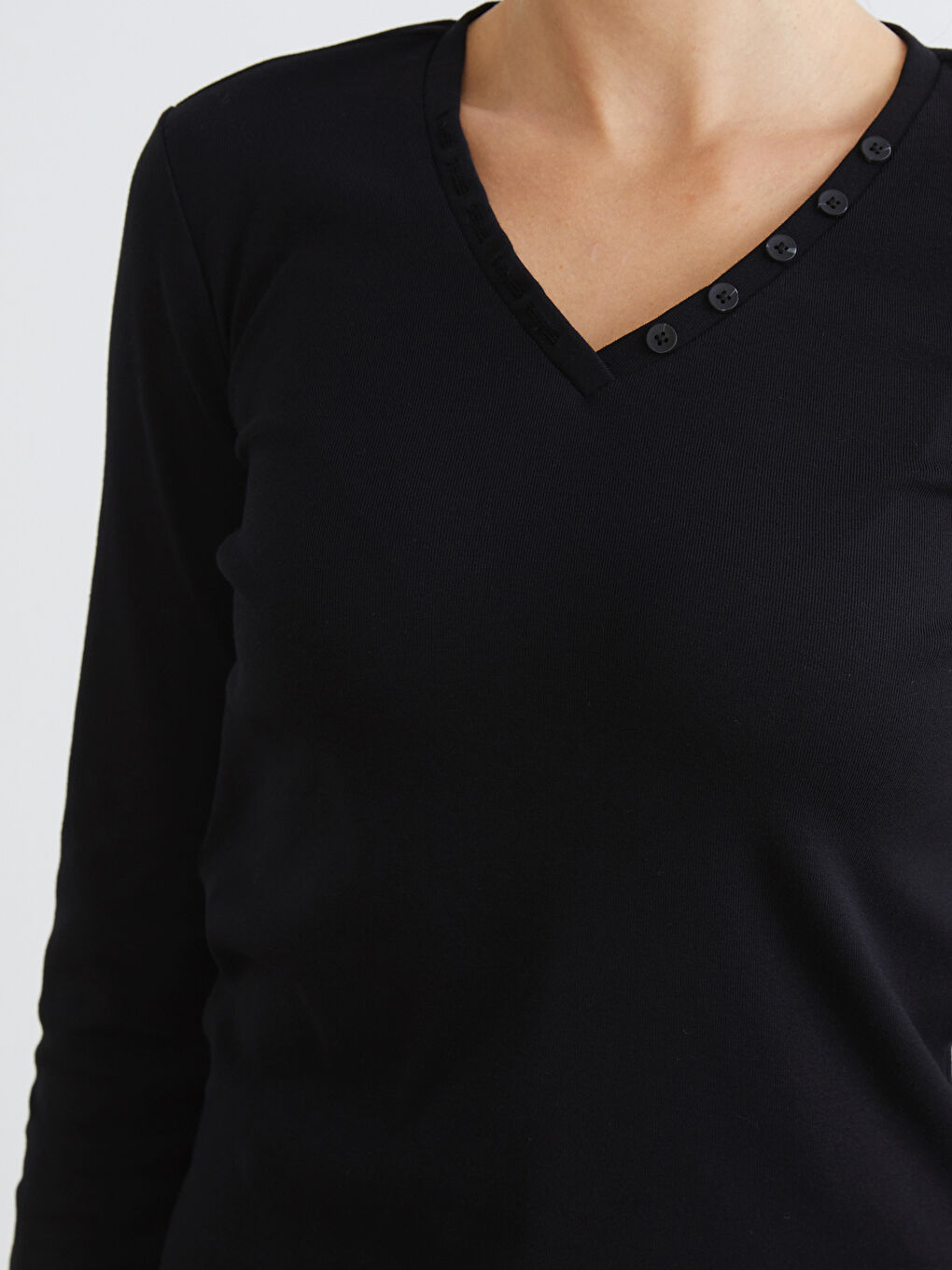 Siyah Bisiklet Yaka Kadın Body-2