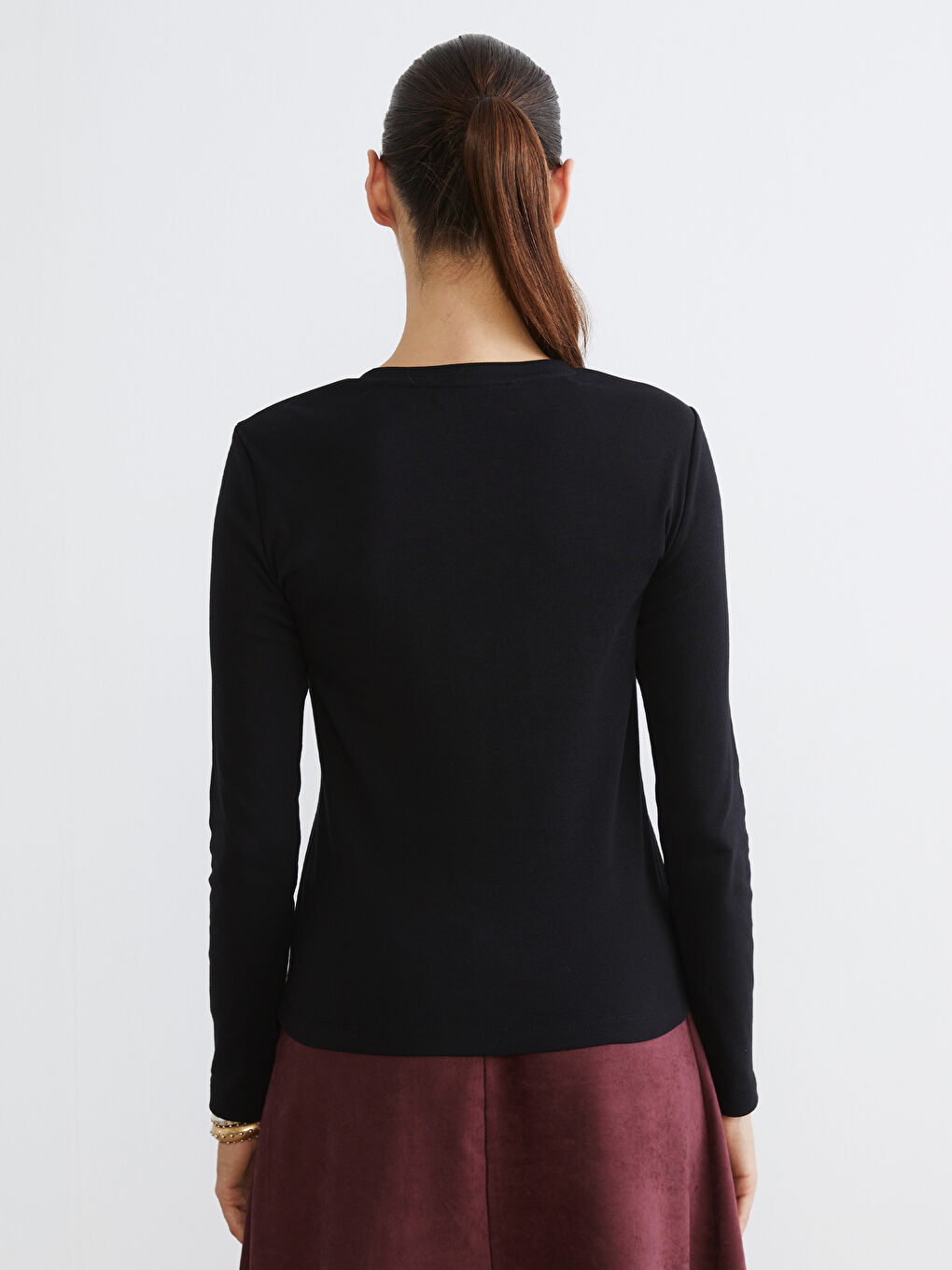 Siyah Bisiklet Yaka Kadın Body-3