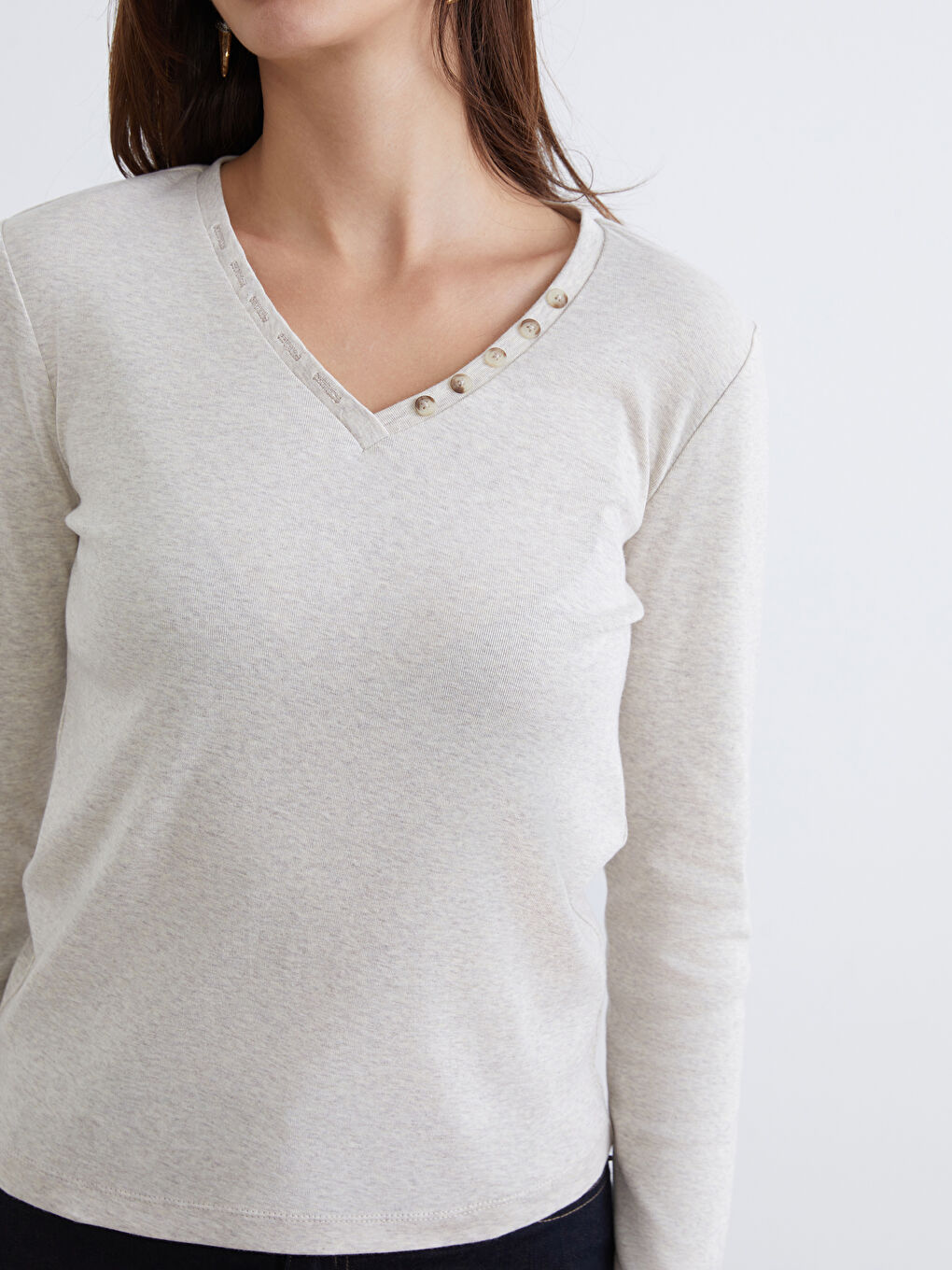 Bej Bisiklet Yaka Kadın Body-2