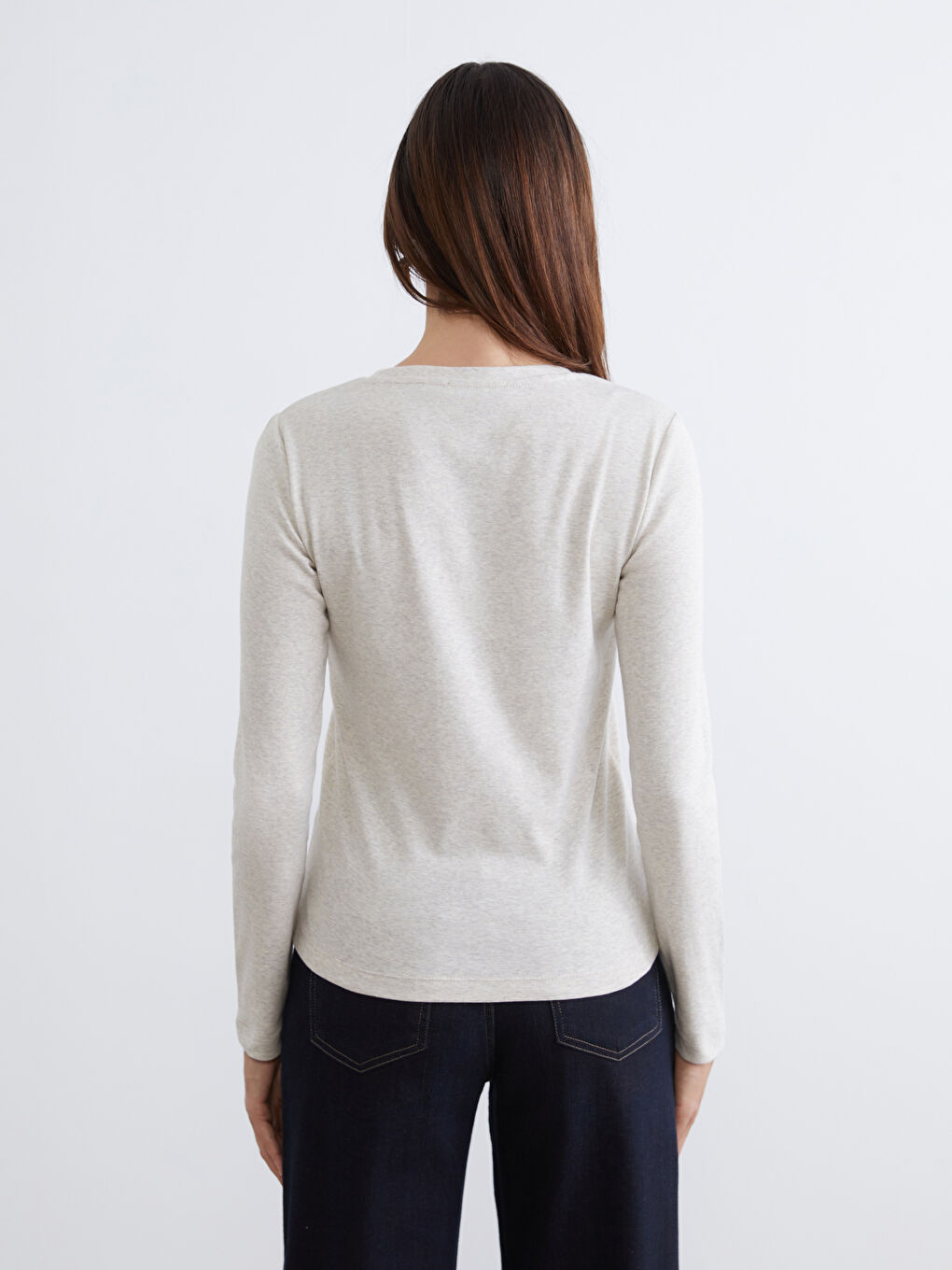 Bej Bisiklet Yaka Kadın Body-3