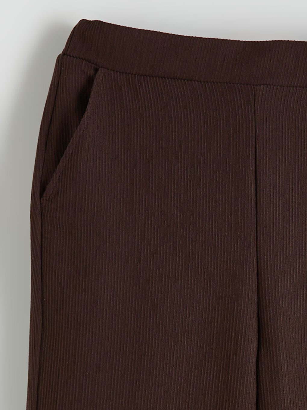 Kahverengi Beli Lastikli Geniş Paça Kadın Pantolon-5