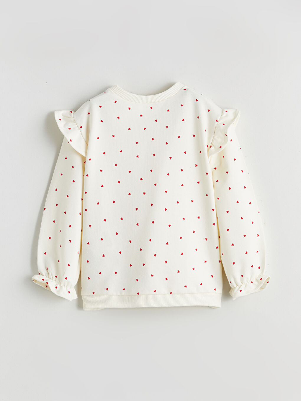 Ekru Bisiklet Yaka Fırfır Detaylı Kız Bebek Sweatshirt-2