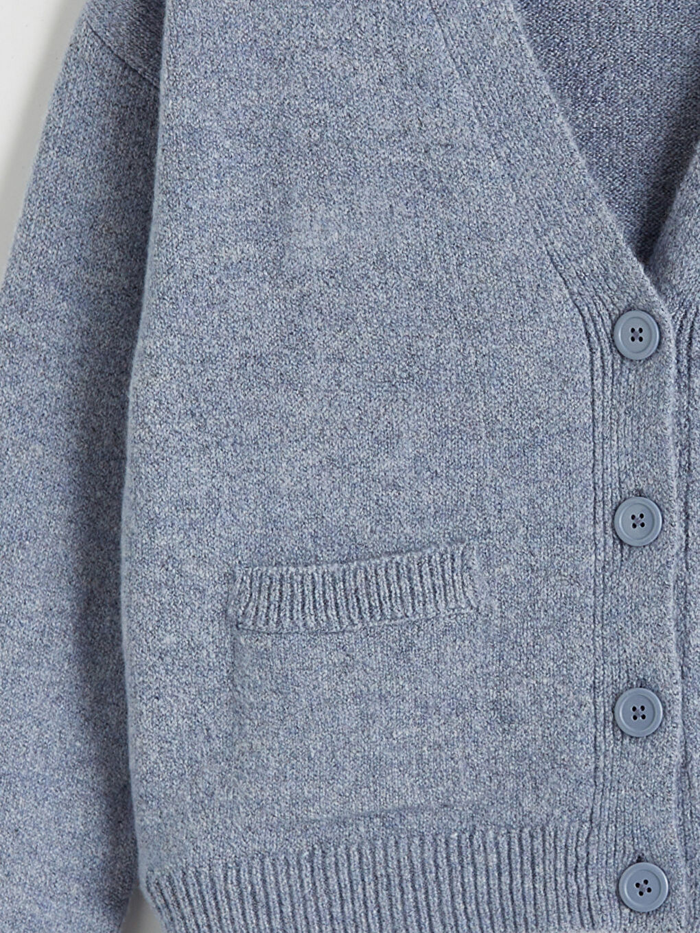 Mavi V Yaka Kadın Triko Hırka-5