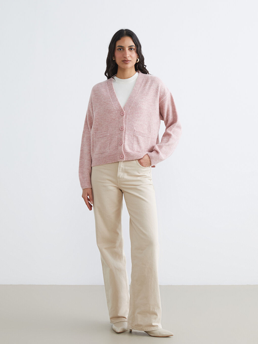 V Neck Women's Knitwear Cardigan-1