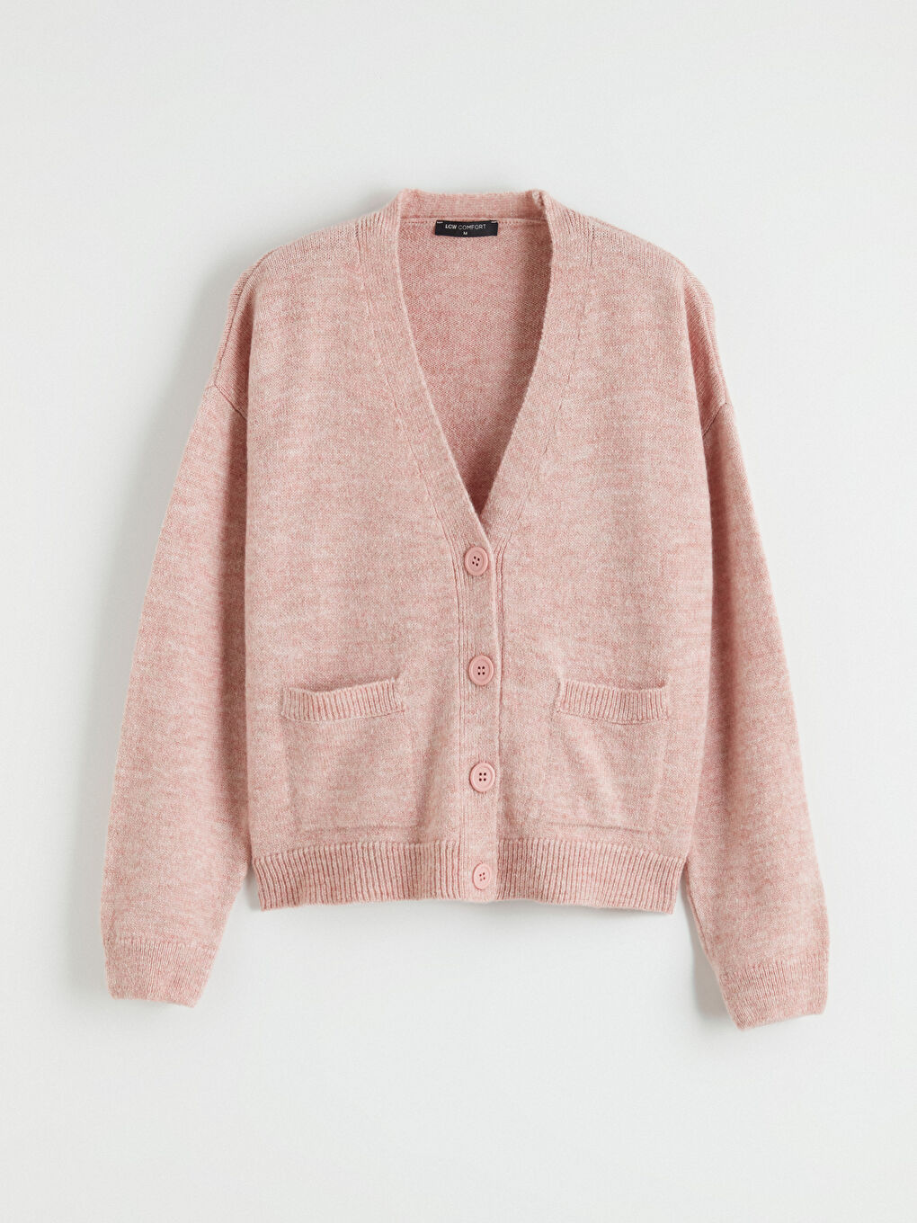 Pembe V Yaka Kadın Triko Hırka