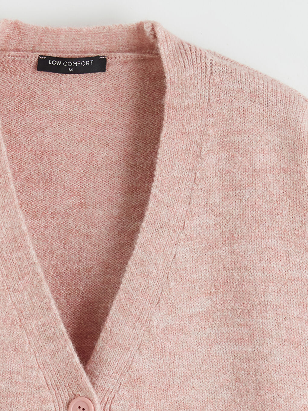 Pembe V Yaka Kadın Triko Hırka-1