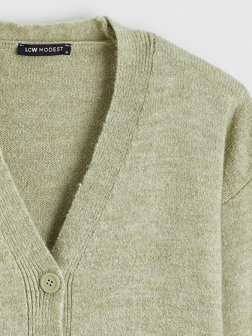 Yeşil V Yaka Kadın Triko Hırka-5