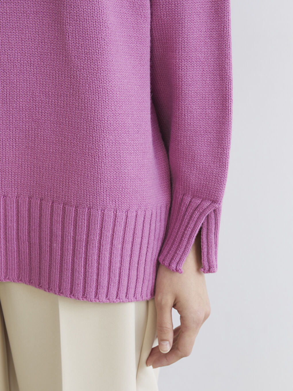 Pembe Bisiklet Yaka Oversize Kadın Triko Tunik-2