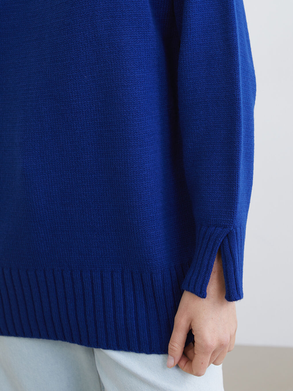 Mavi Bisiklet Yaka Oversize Kadın Triko Tunik-2