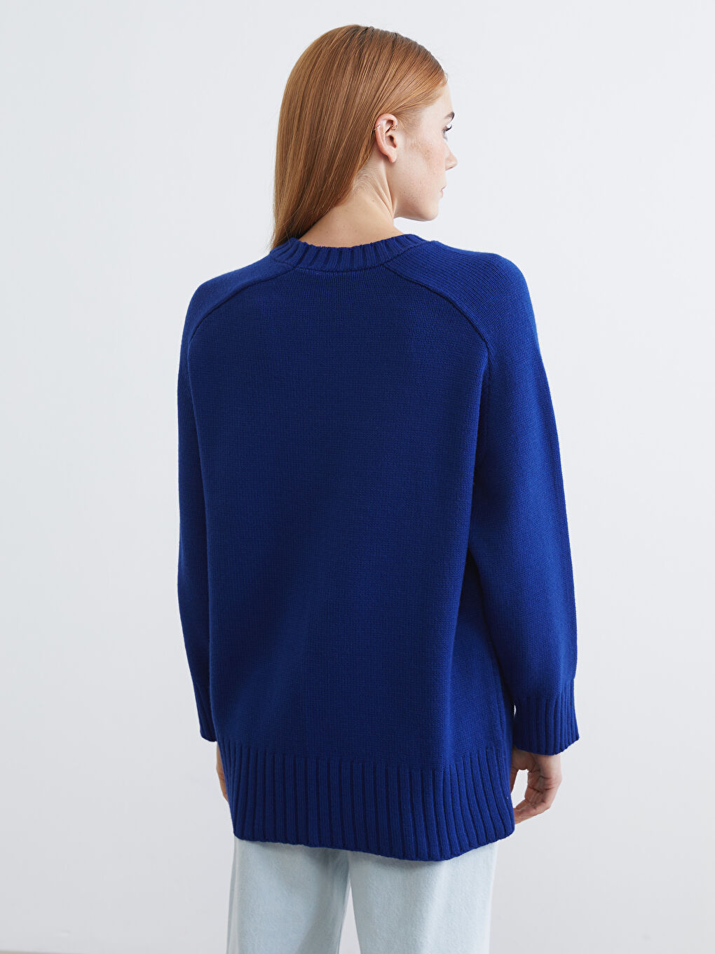 Mavi Bisiklet Yaka Oversize Kadın Triko Tunik-3