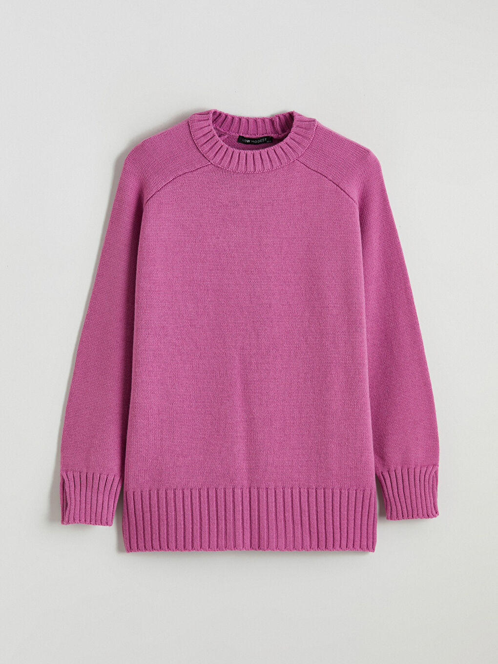 Pembe Bisiklet Yaka Oversize Kadın Triko Tunik-4