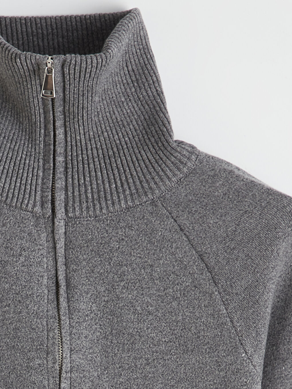 Gri Polo Yaka Kadın Triko Hırka	-6