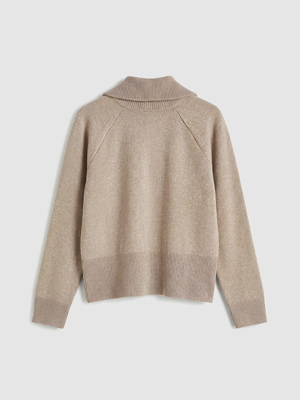 Bej Polo Yaka Kadın Triko Hırka	-5