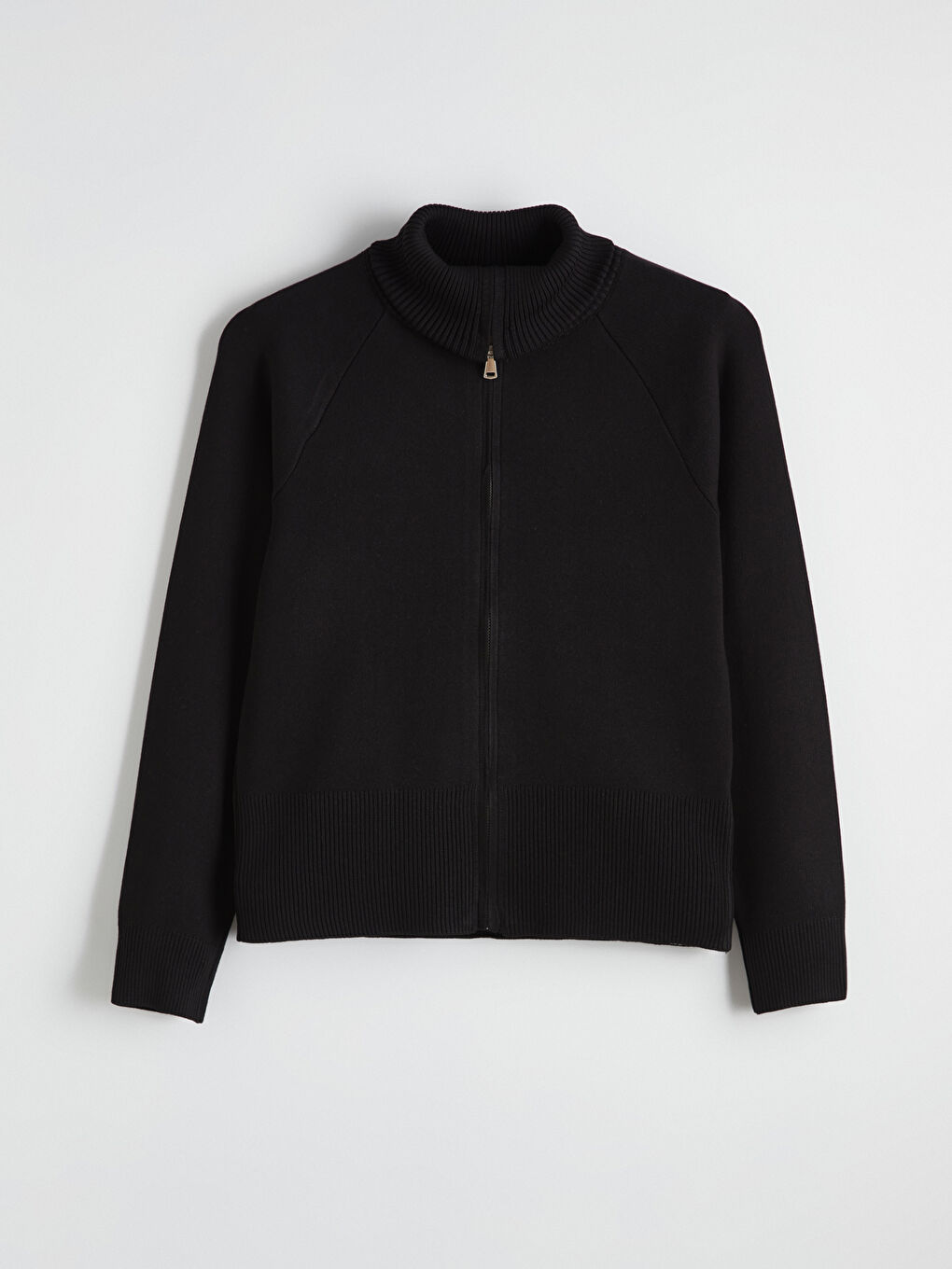 Siyah Polo Yaka Kadın Triko Hırka	-4