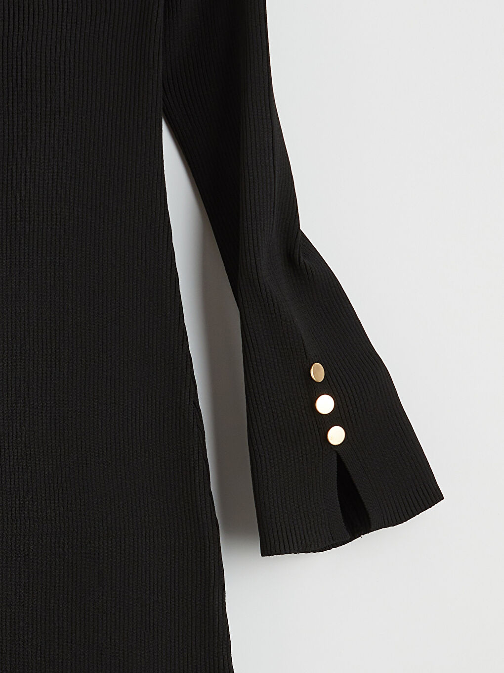 Siyah Kare Yaka Bodycon Triko Elbise-5