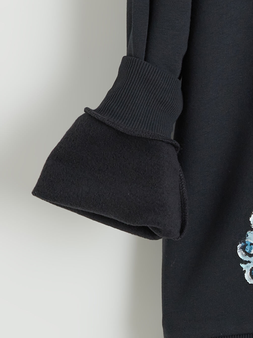 Antrasit Stitch Baskılı Oversize Kadın Kalın Sweatshirt-5