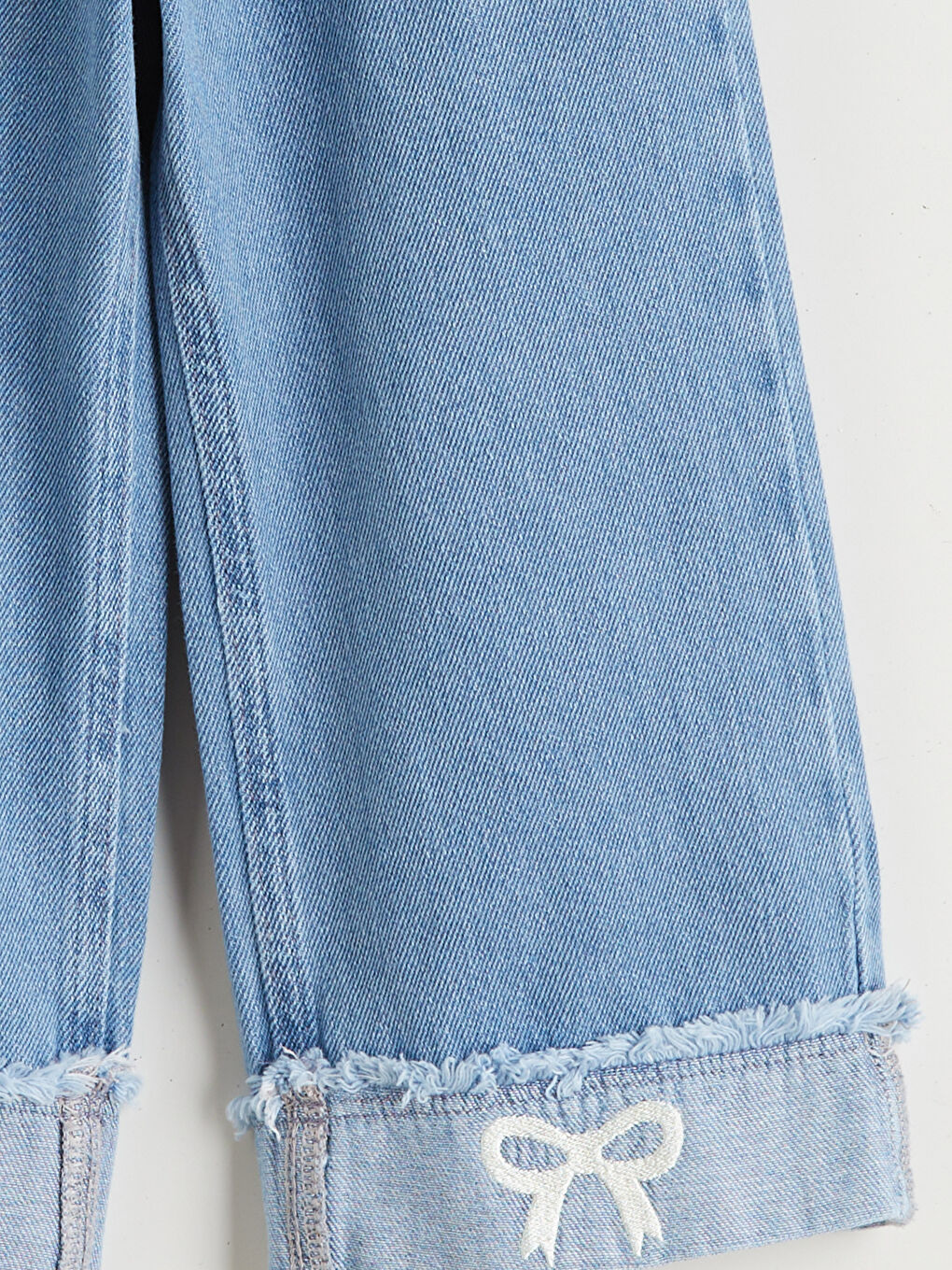 Farmerke sa elastičnim strukom i širokim nogavicama za devojčice-2