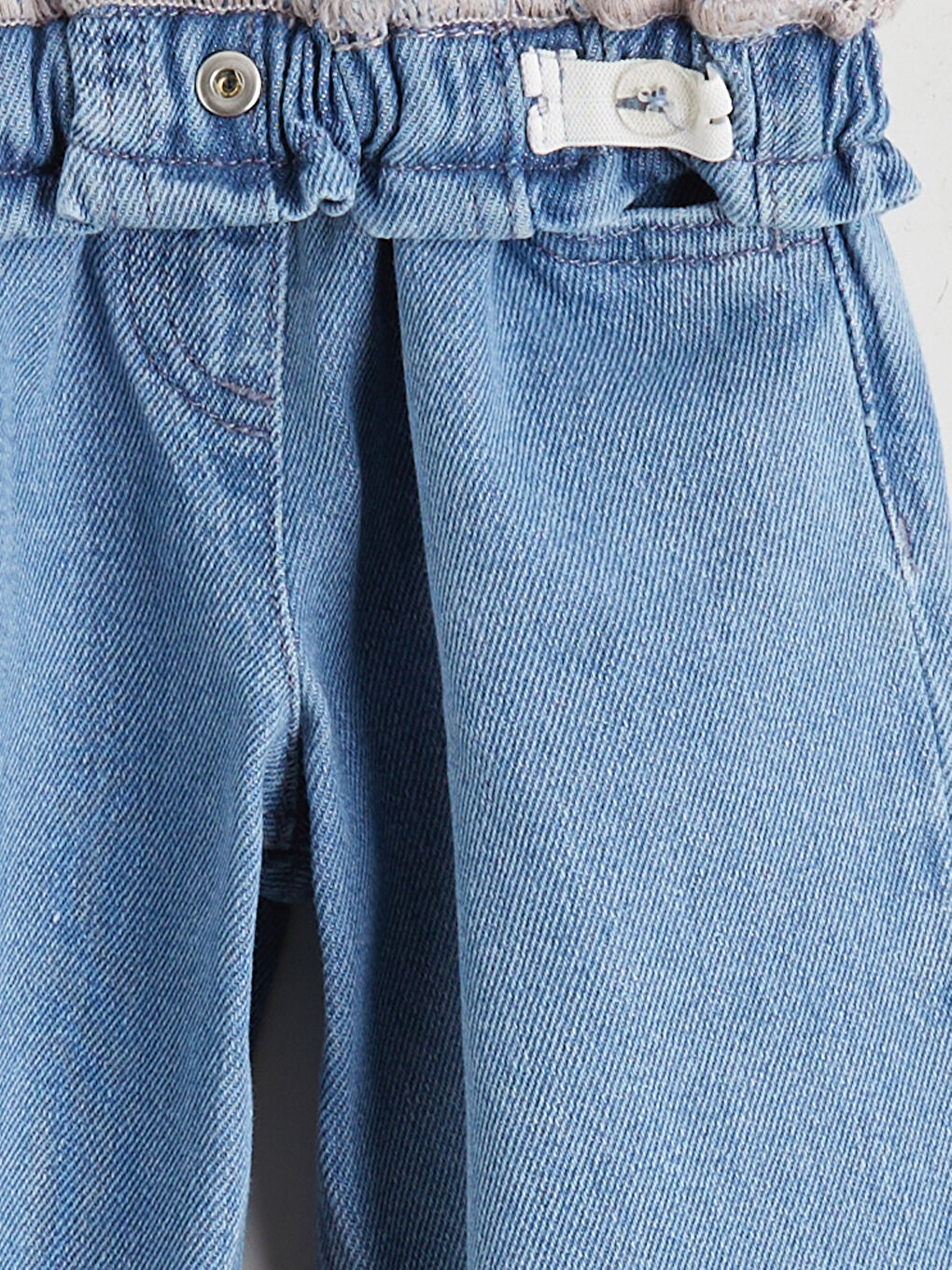 Farmerke sa elastičnim strukom i širokim nogavicama za devojčice-3