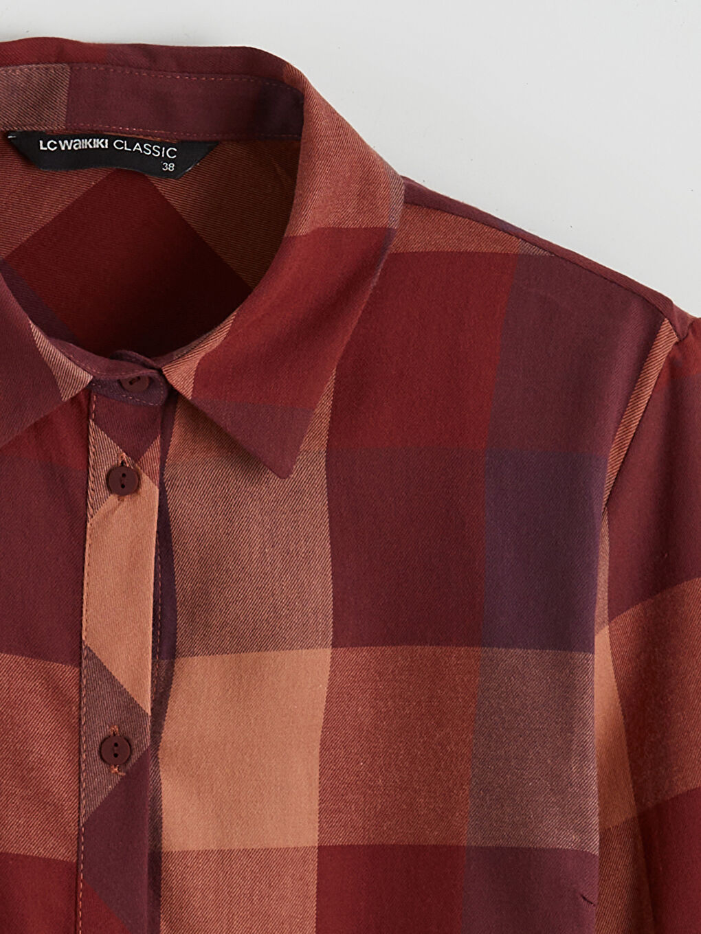 Mor Beli Kuşaklı Ekose Kadın Gömlek Tunik-5