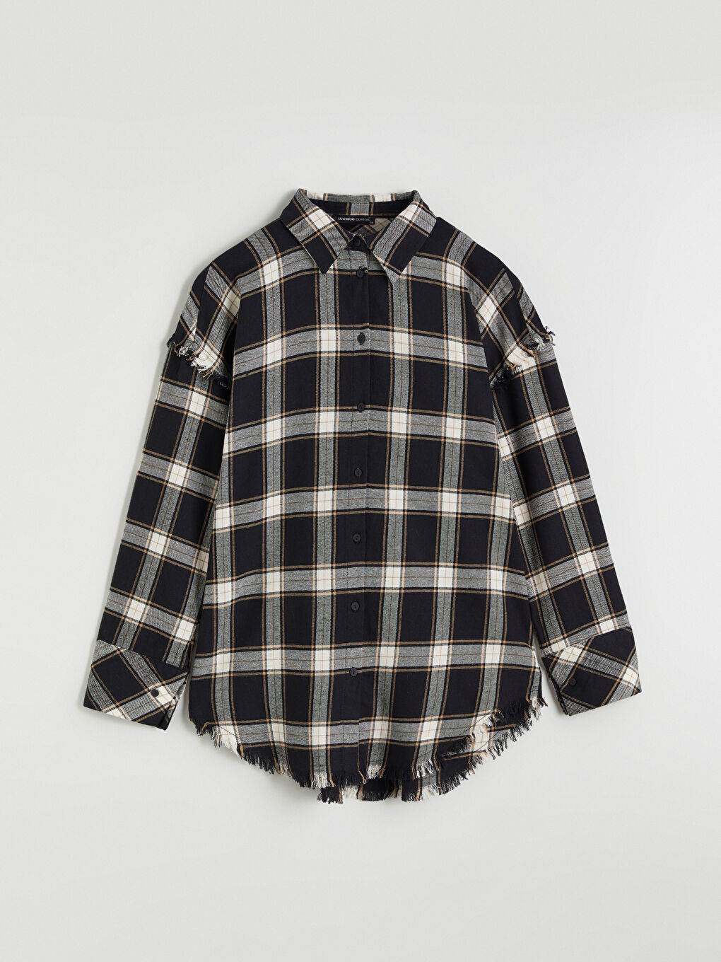 Siyah Ekose Kadın Gömlek-4