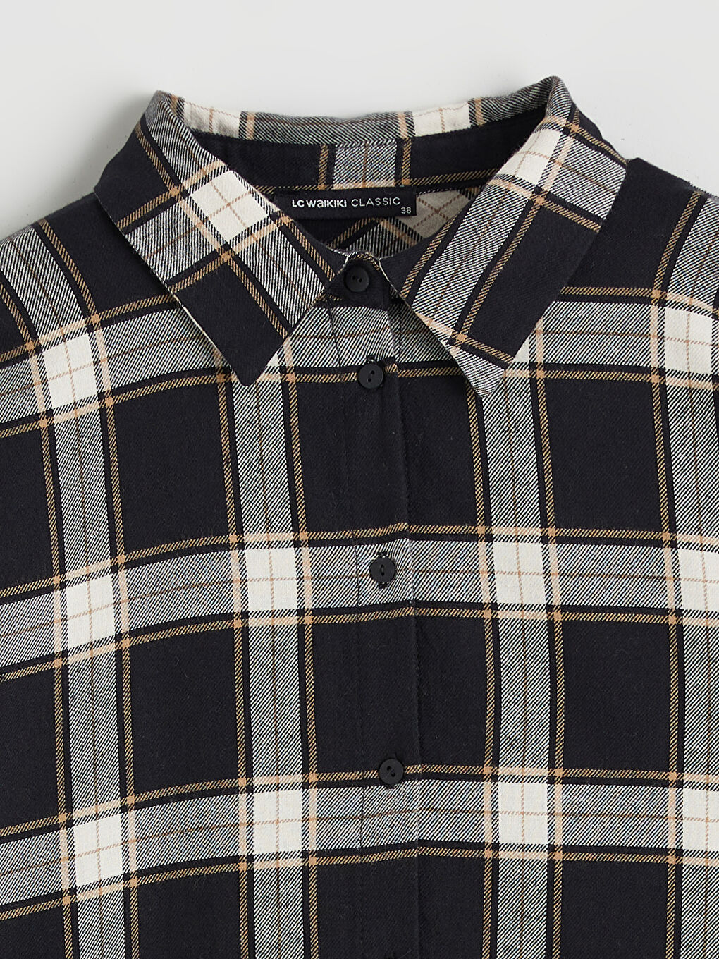 Siyah Ekose Kadın Gömlek-5