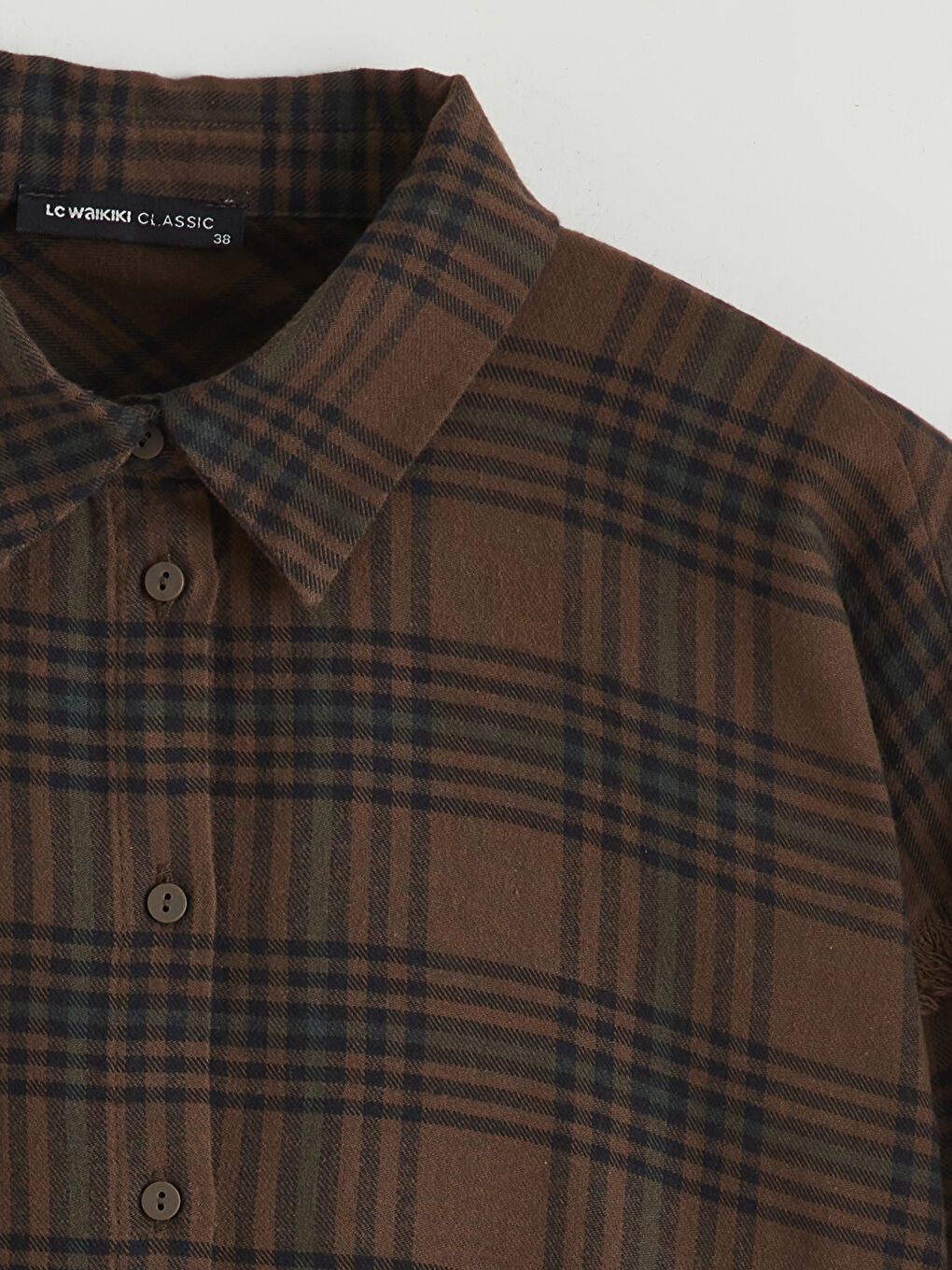 Kahverengi Ekose Kadın Gömlek-5