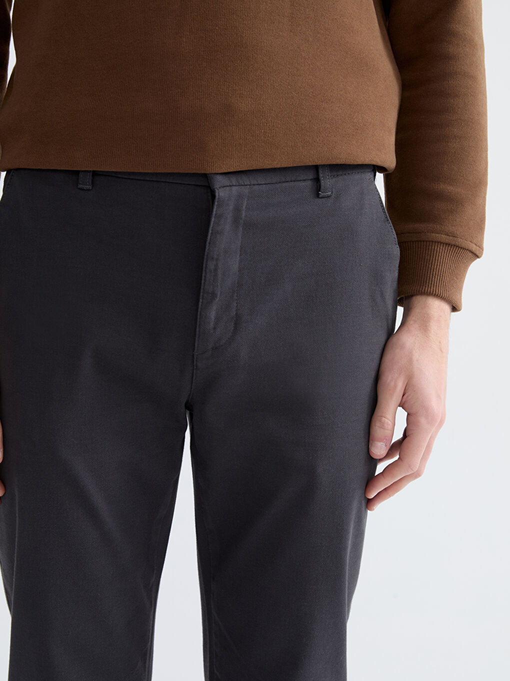 Standard Fit Dobby Fabric Men's Trousers-2