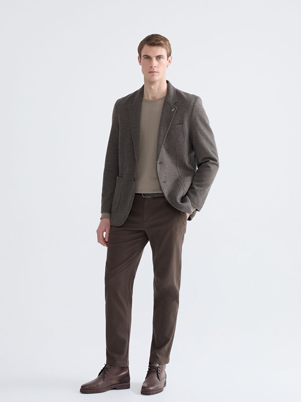 Standard Fit Dobby Fabric Men's Trousers