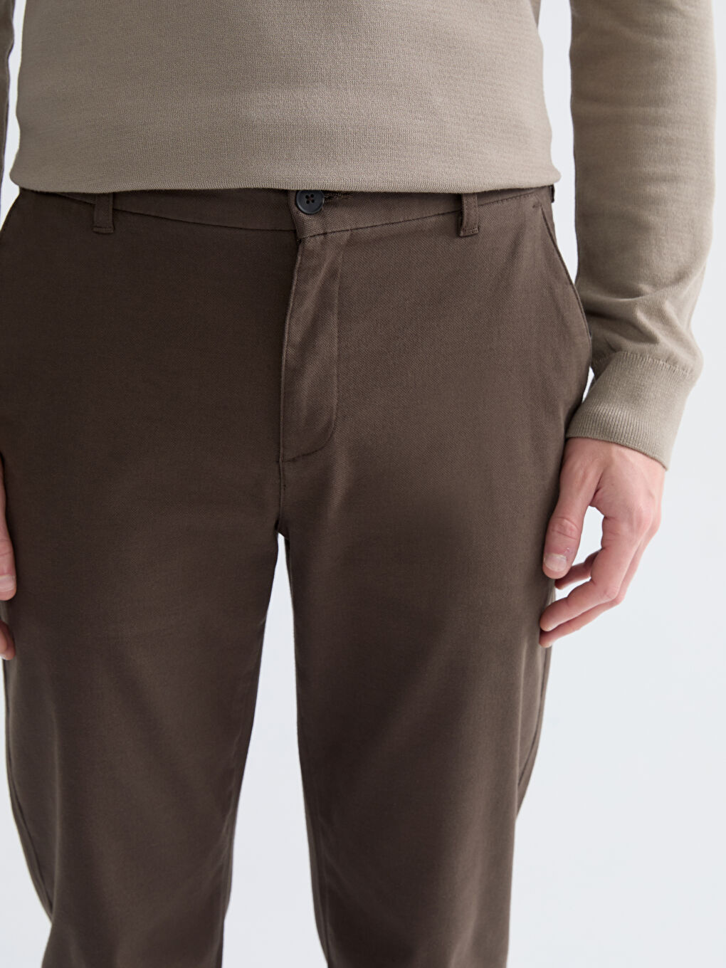 Standard Fit Dobby Fabric Men's Trousers-2