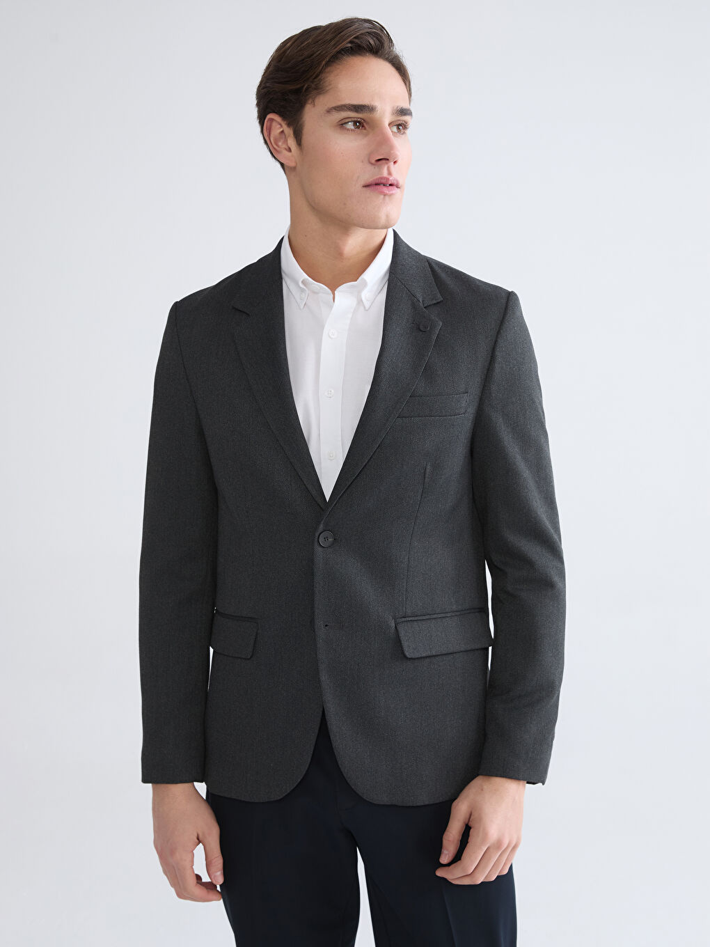 Antrasit Dar Kalıp Erkek Blazer Ceket